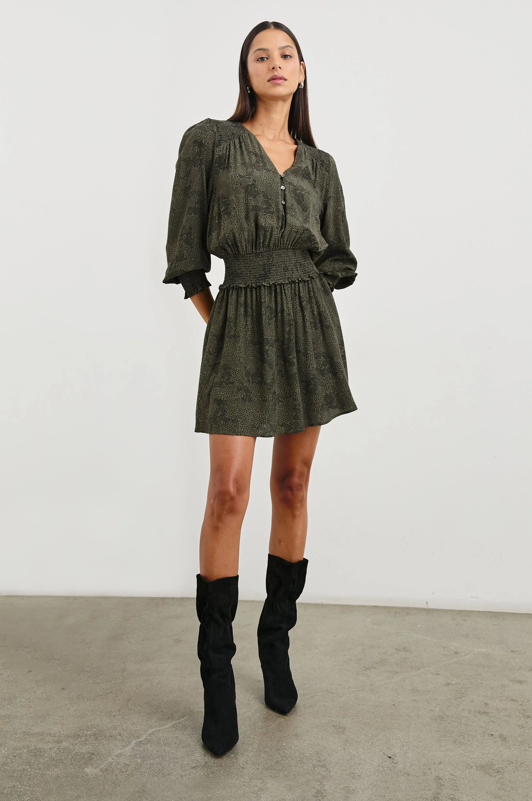 ZANA DRESS - OLIVE PEBBLE