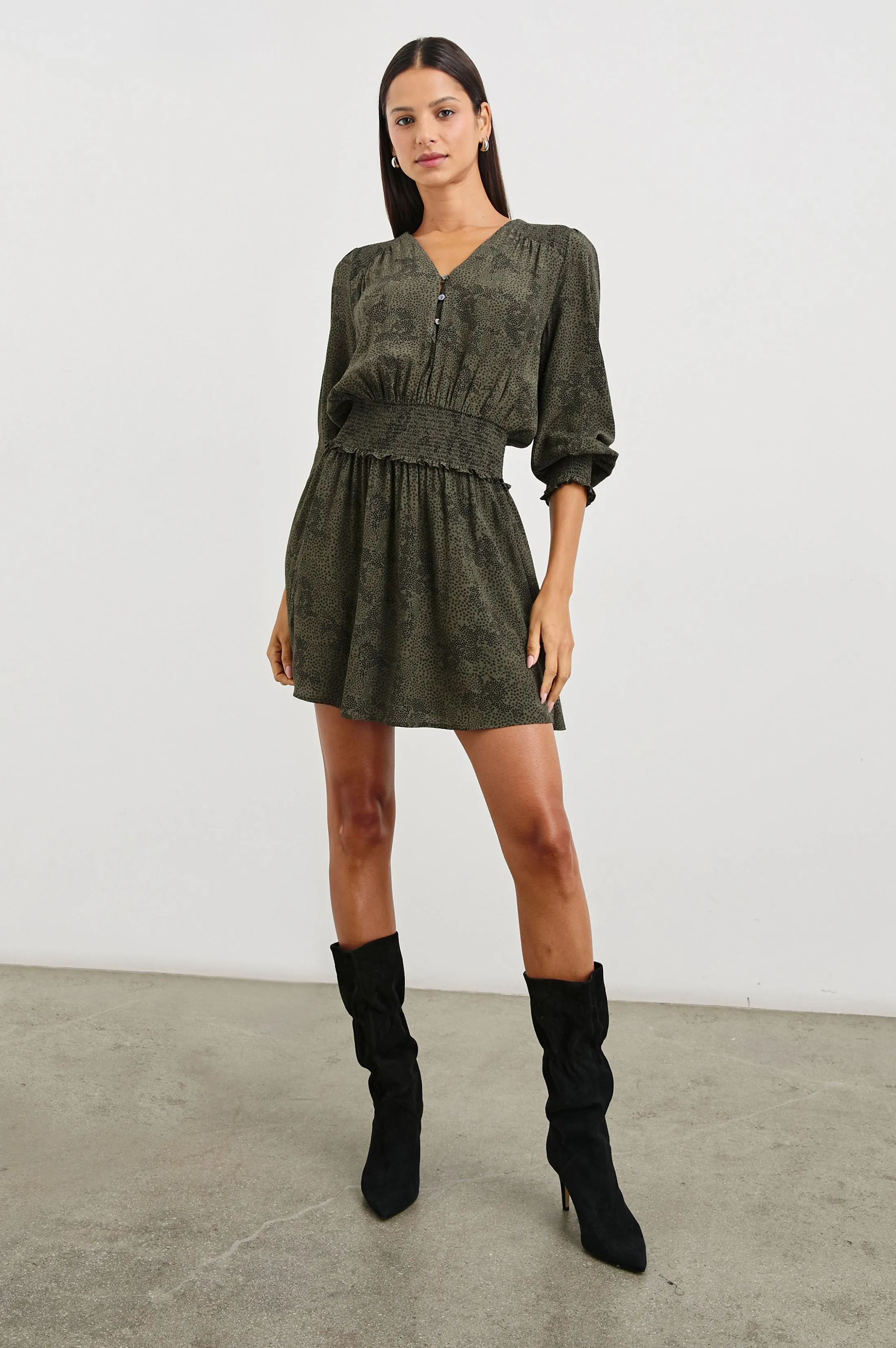 ZANA DRESS - OLIVE PEBBLE