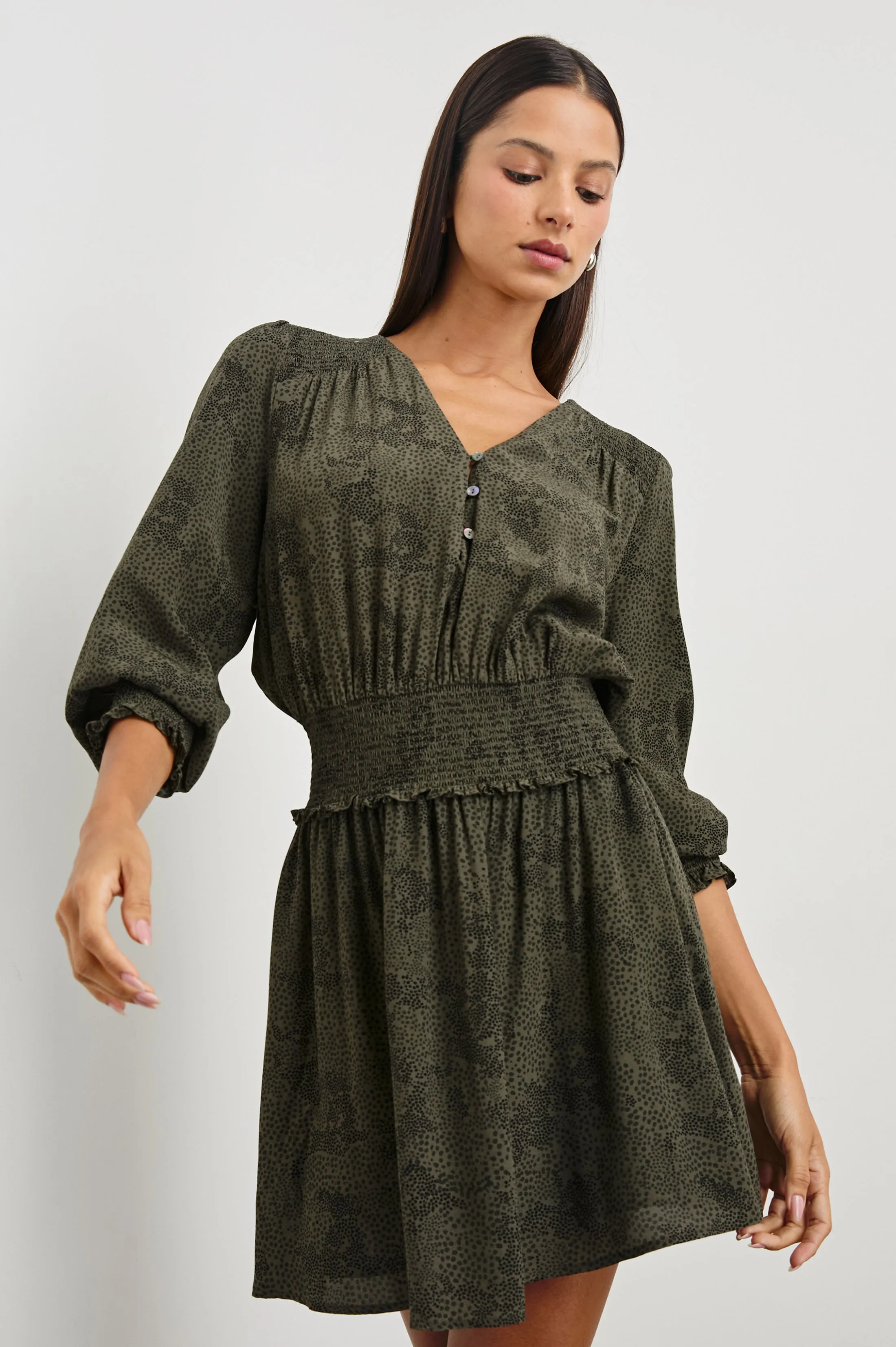 ZANA DRESS - OLIVE PEBBLE