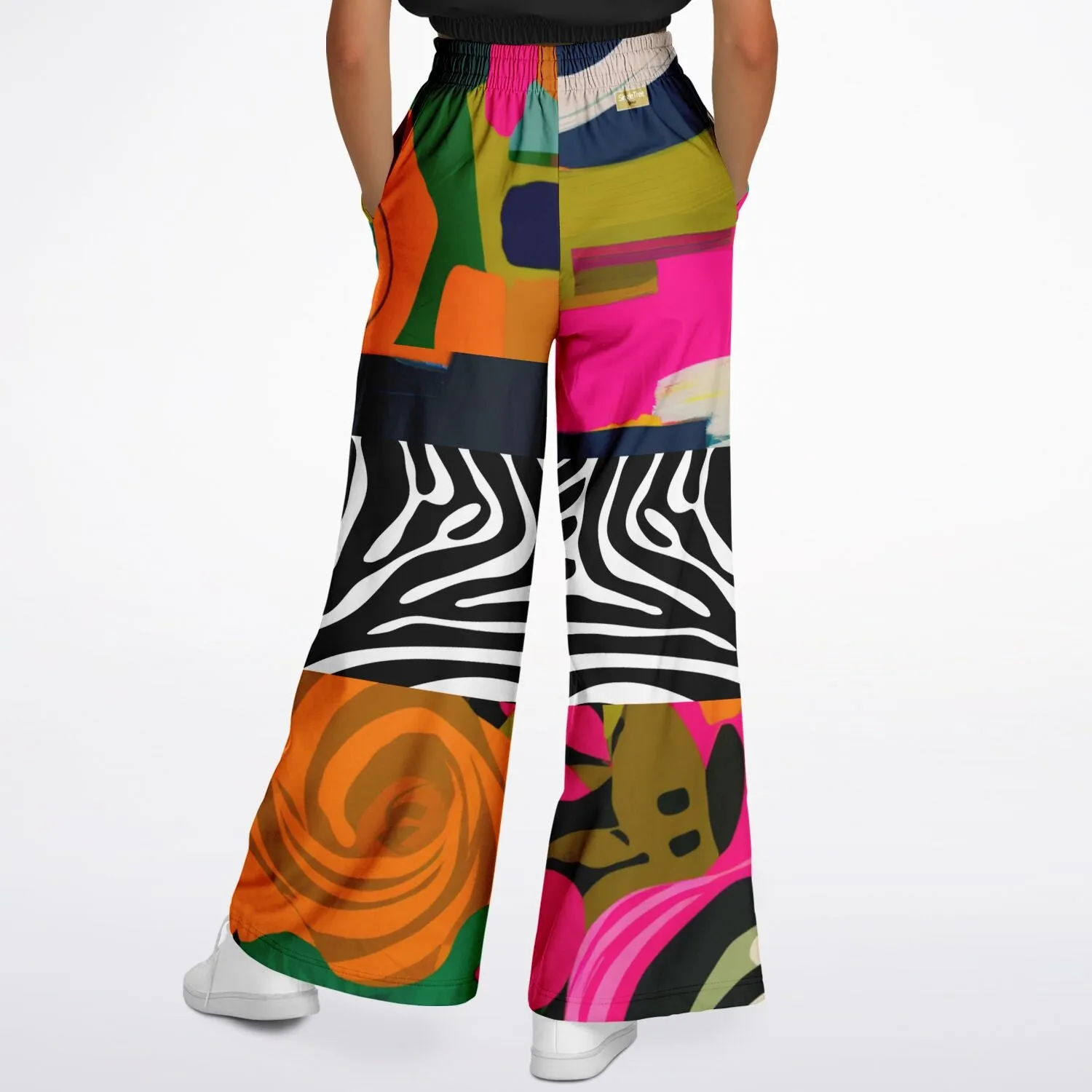 Zebra Fantasia Pink Abstract Geo Eco-Poly Wide Leg Pants