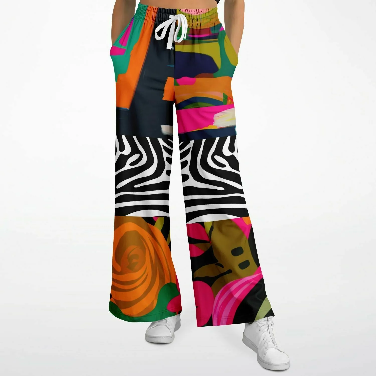 Zebra Fantasia Pink Abstract Geo Eco-Poly Wide Leg Pants