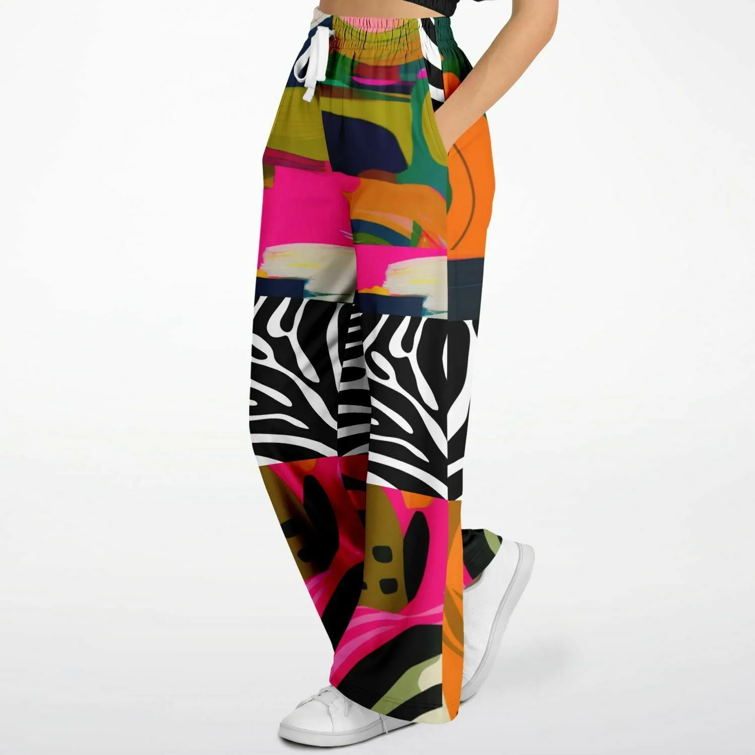 Zebra Fantasia Pink Abstract Geo Eco-Poly Wide Leg Pants